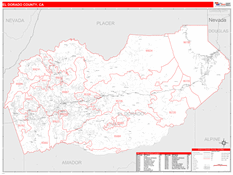 El Dorado County, CA Digital Map Red Line Style